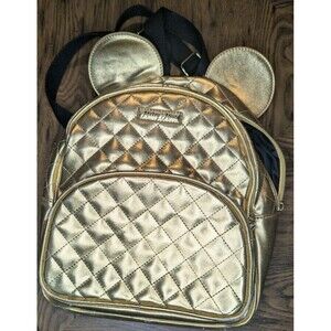 DISNEY MICKEY MOUSE GOLD BACKPACK PURSE WITH MICKEY ZIPPER PULL HTF